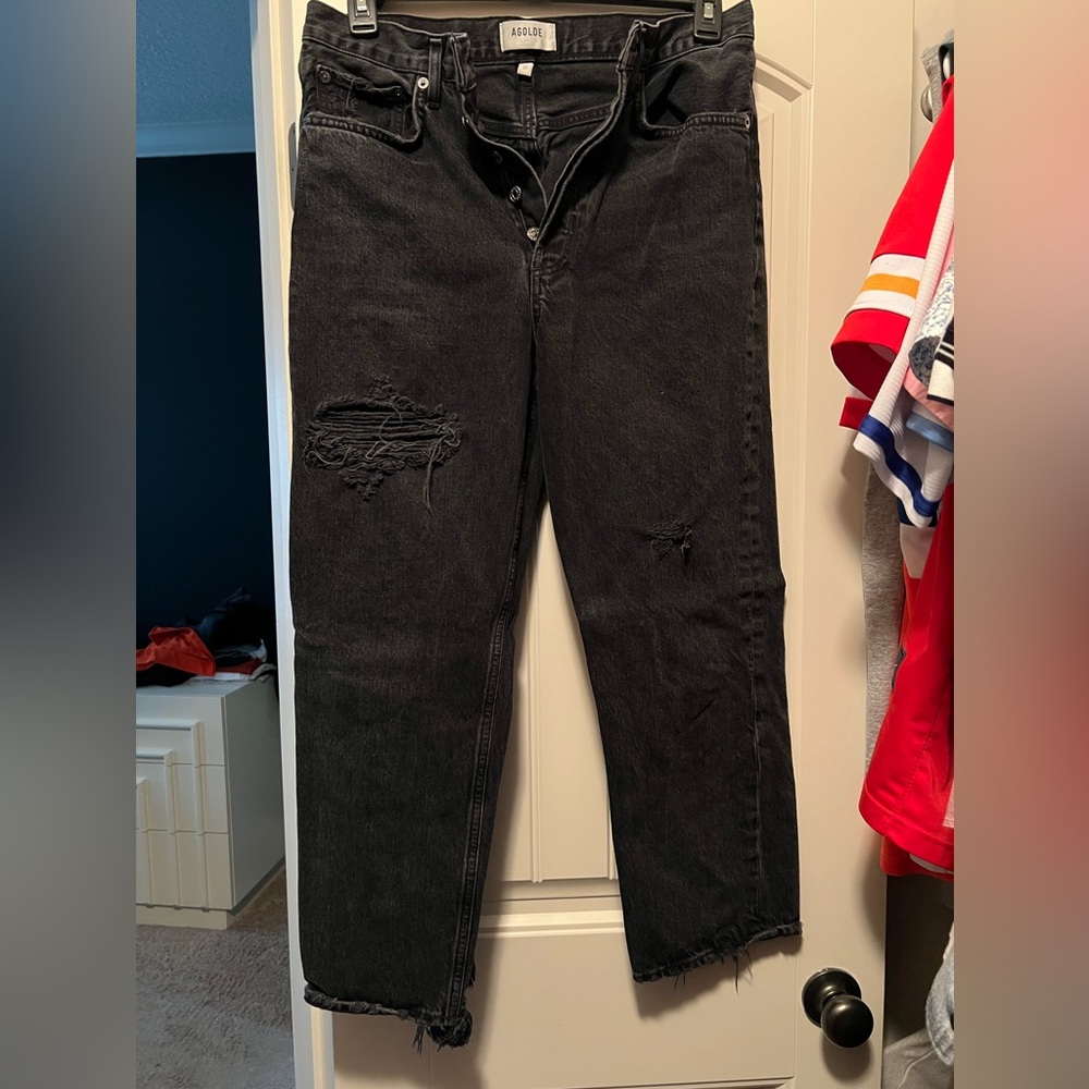 Agolde black distressed size 27